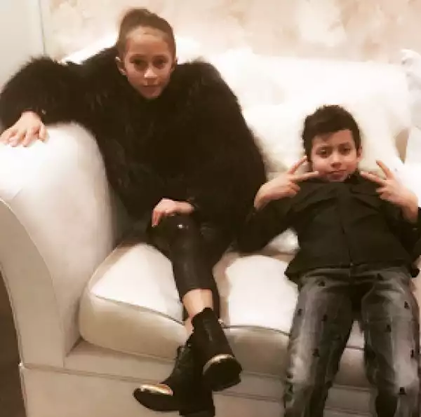 J.Lo shows off her twin children in Vegas